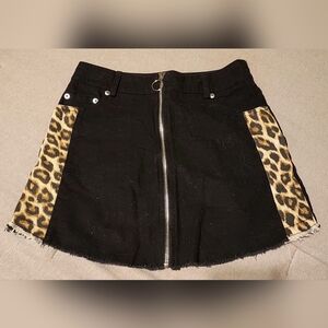 Leopard Accent Black Skirt